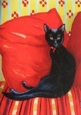 chat noir peint par Isy Ochoa 