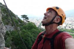 au départ de la partie difficile de la via del a bastille à Grenoble