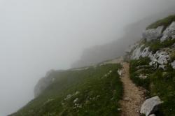 descente de bla dent de Crolles dans le brouillard