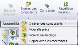 Dans l'onglet "assemblage" choisir "Inserer des composants", puis choisir le fichier "Joystick"