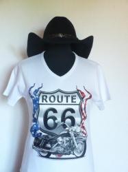 C-C- 15€- Tee shirt Blanc- Rte 66- S à XXL
