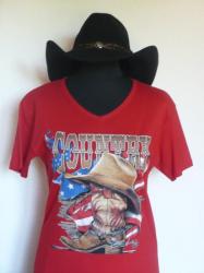 C-C- 15€- Tee shirt Rouge- COUNTRY- S à XXL