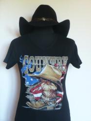 C-C- 15€- Tee shirt Noir- COUNTRY- S à XXL