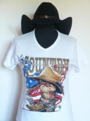 C-C- 15€- Tee shirt Blanc- COUNTRY- S à XXL